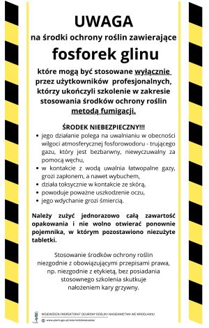 Ulotka uwaga na fosforek glinu