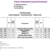 Chojnów nowe rozkłady jazdy Stary Łom - rozkład jazdy