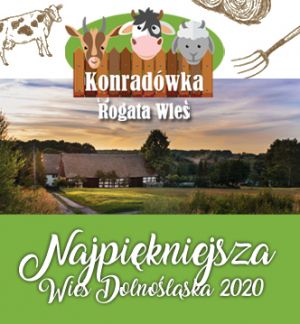 Grafika z napisem Konradówka Najpiękniejsza Wieś Dolnośląska 2020