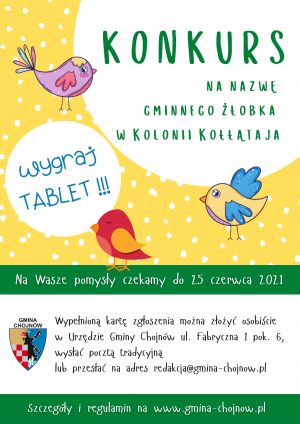 Konkurs na nazwię Gminnego Żłobka  w Kolonii Kołłątaja