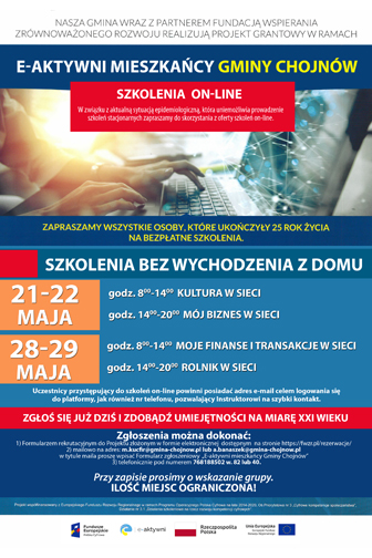 Gmina Chojnów zaprasza na szkolenia on-line